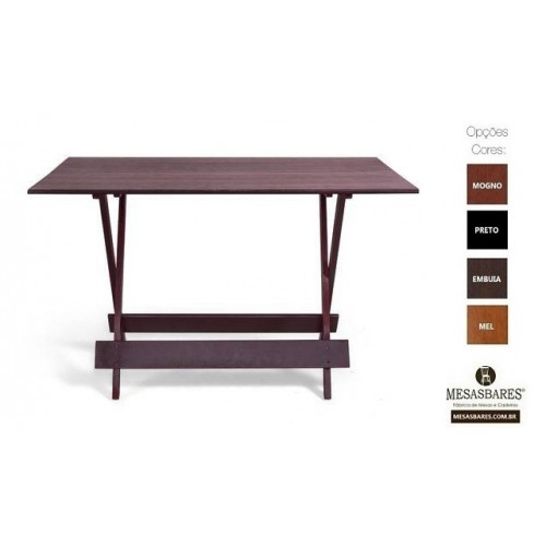 Mesa Dobrável Bar de Madeira 120x70 Mogno - Cod: 800